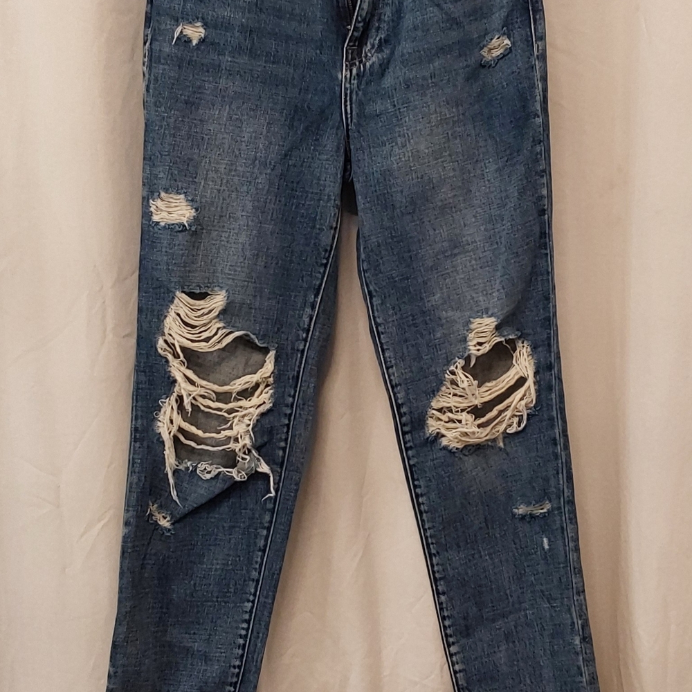 Distressed Dark Blue Women's Skinny Jeans